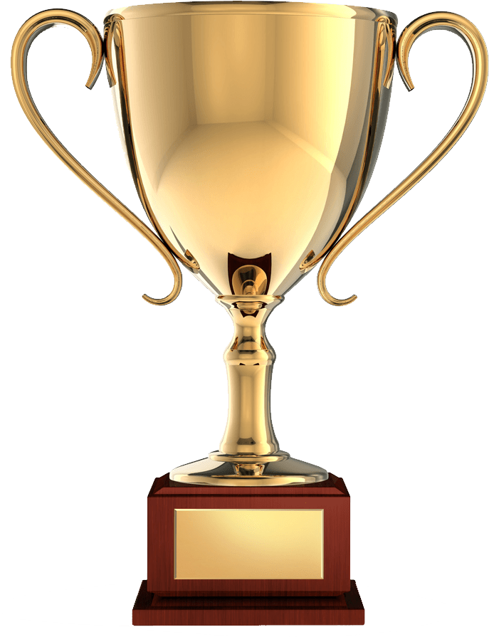 Golden trophy illustration on a casino background